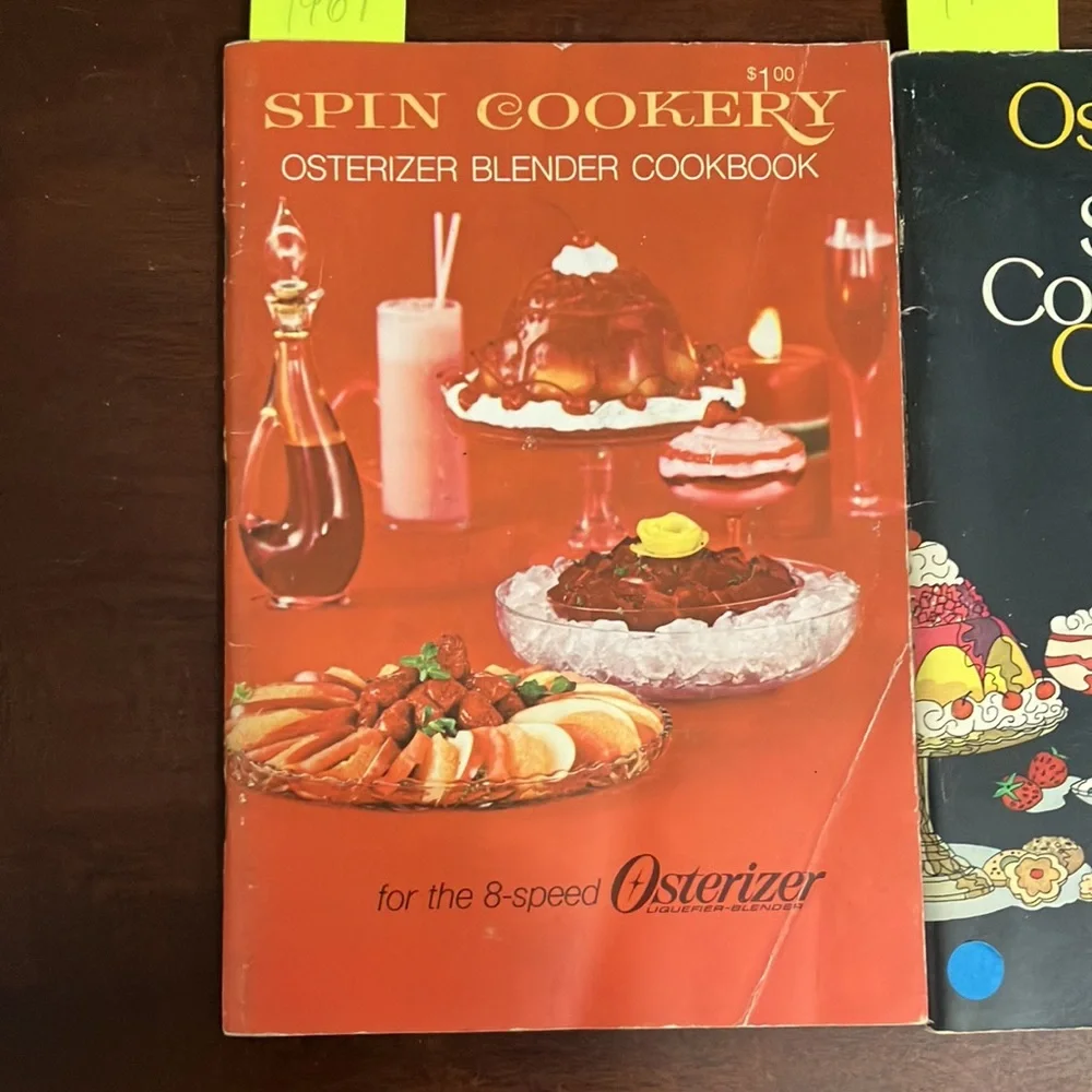 Set of 2 Vintage 1969 & 1970 Osterizer Blender Spin Cookery Cookbooks